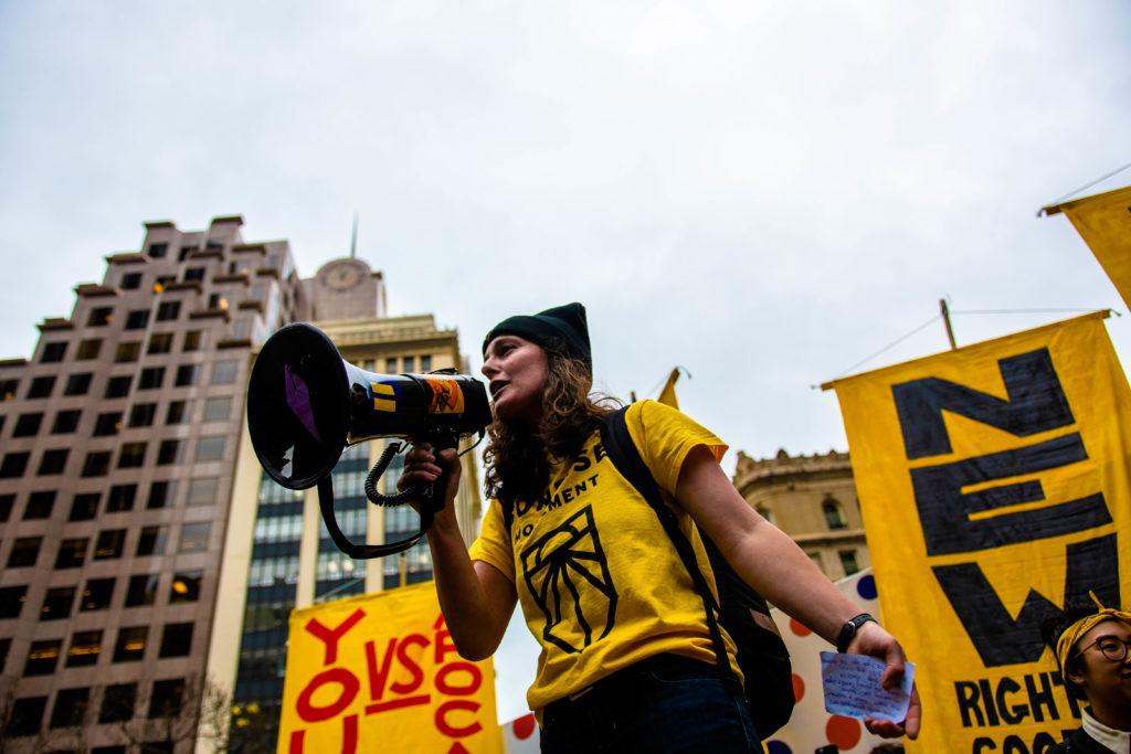 Sunrise Activist Speaking in Megaphone