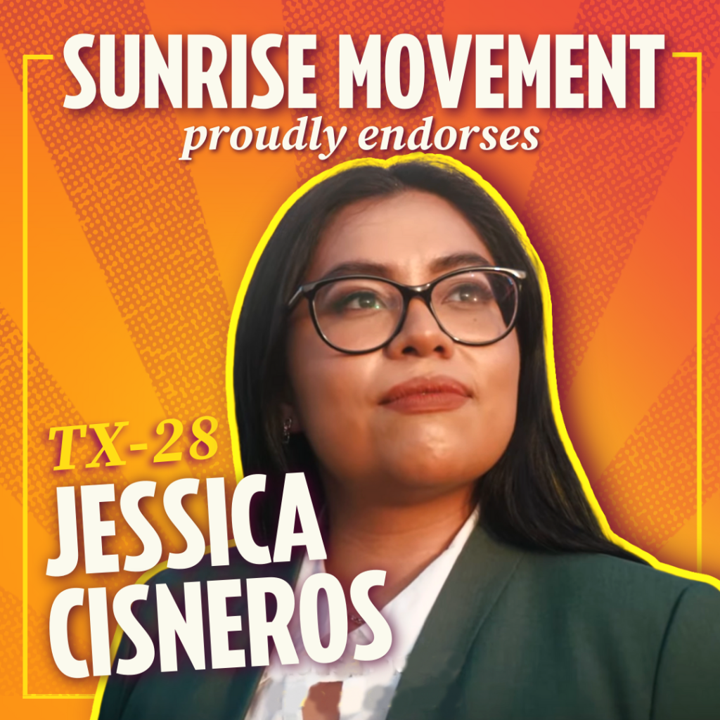 Sunrise Movement respalda con orgullo a Jessica Cisneros para TX-28