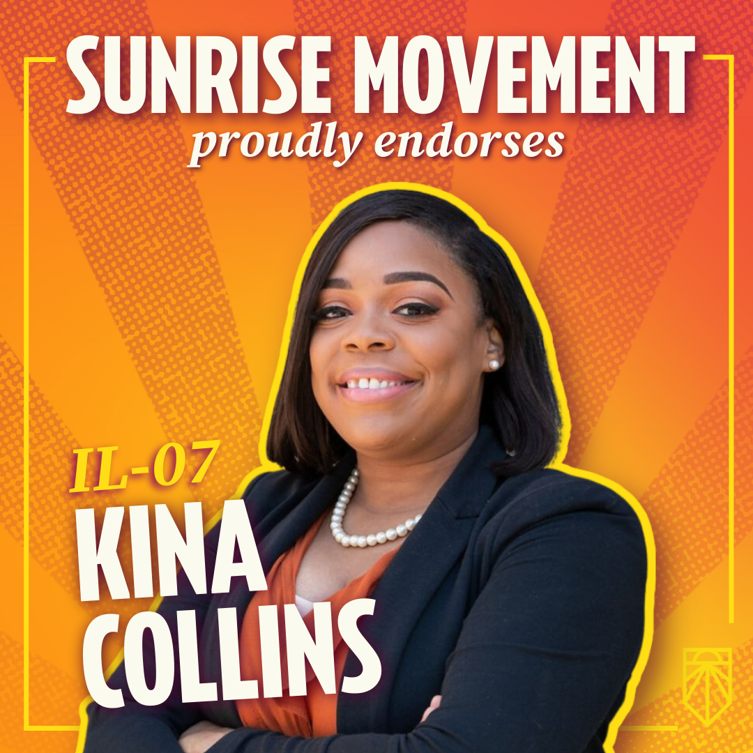 日出运动自豪地为伊利诺伊州的第 7 届比赛支持 Kina Collins； 基娜柯林斯的形象